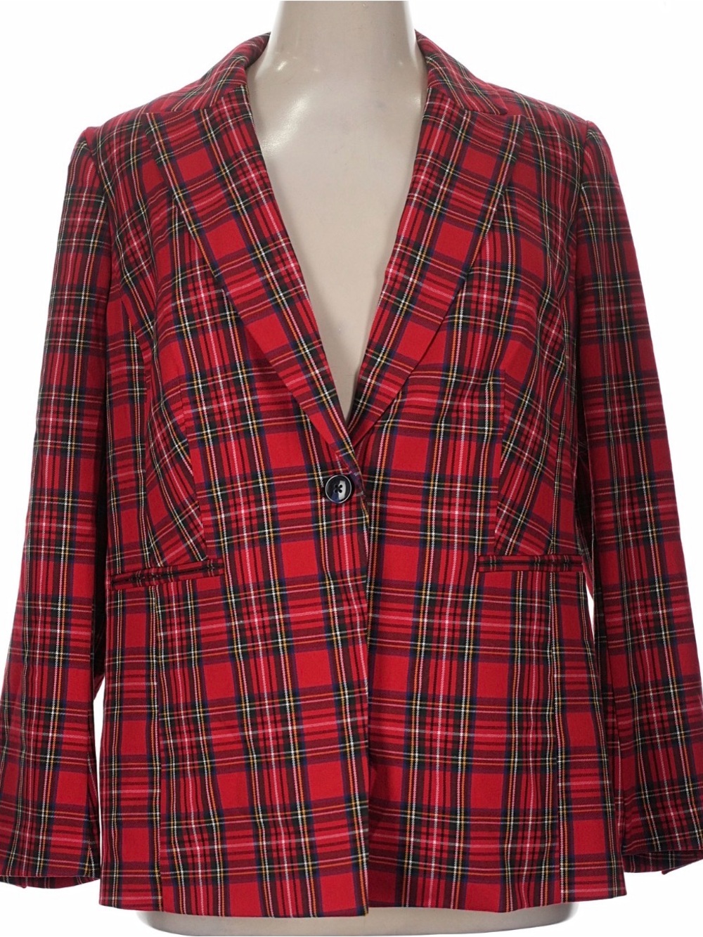 Lane Bryant Red Plaid Single-Button Blazer
